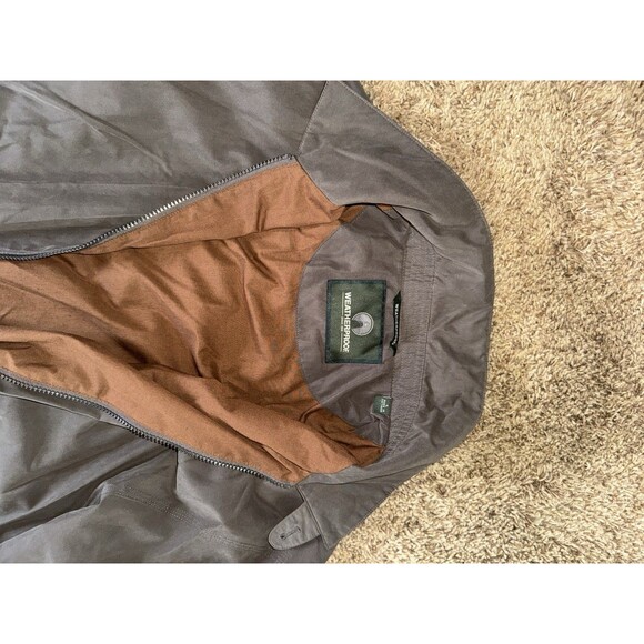 Weatherproof Jacket Mens Size L Full Zip Suede Feel Bomber Tan Zip Pockets Coat - Picture 3 of 4